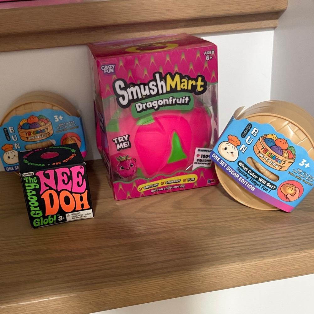 Dragonfruit Sensory Squeeze Toy - Bright Pink 2 Brand new Dumplings, Groovy Glob